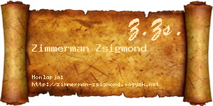 Zimmerman Zsigmond névjegykártya